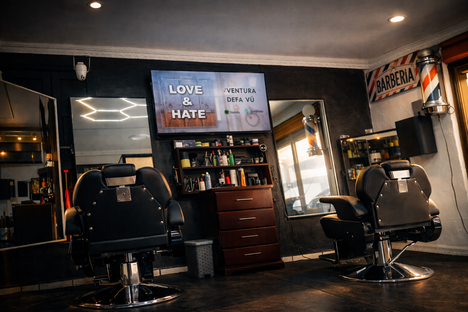Interior de la barbería